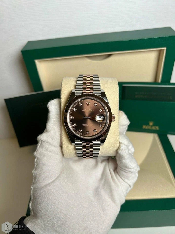 2025 Rolex Datejust 41mm Ref. 126331 – Brown Dial – Fluted Bezel – Jubilee